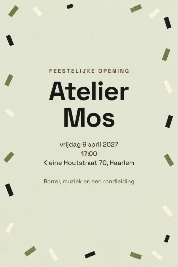 Uitnodiging Bedrijfsfeest, ontwerp Saliegroene confetti