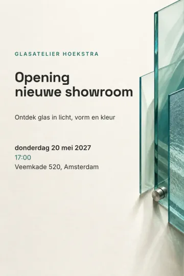 Uitnodiging Bedrijfsfeest, ontwerp Glas en licht