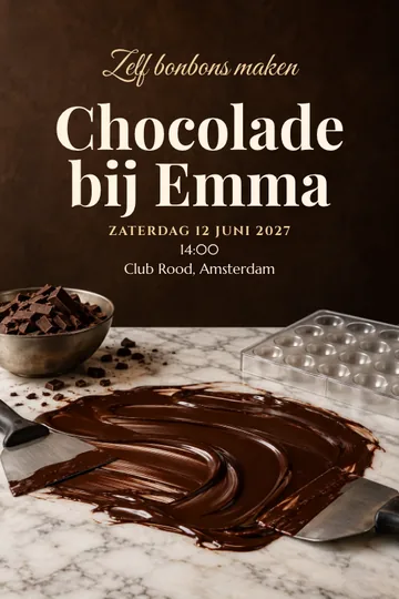 Uitnodiging met het ontwerp Chocoladeatelier