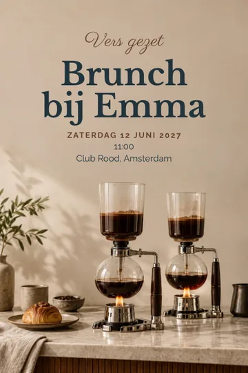 Uitnodiging met het ontwerp Sifon en brunch
