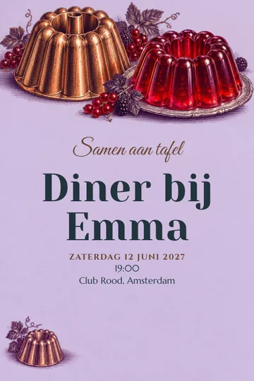 Uitnodiging met het ontwerp Koper en pudding