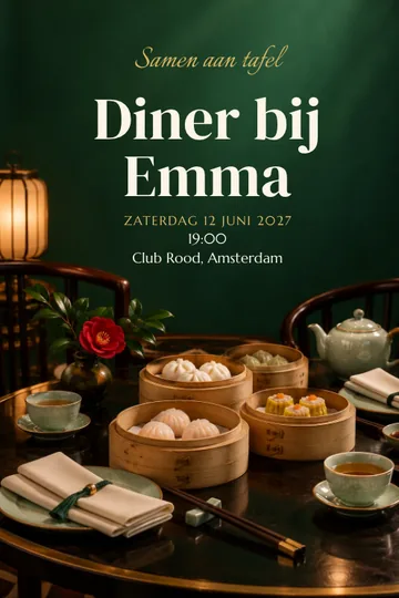 Uitnodiging met het ontwerp Dim sum en thee