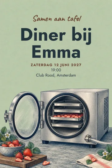 Uitnodiging met het ontwerp Diner uit het smaaklab