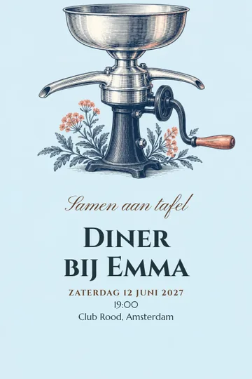 Uitnodiging met het ontwerp Van room tot diner
