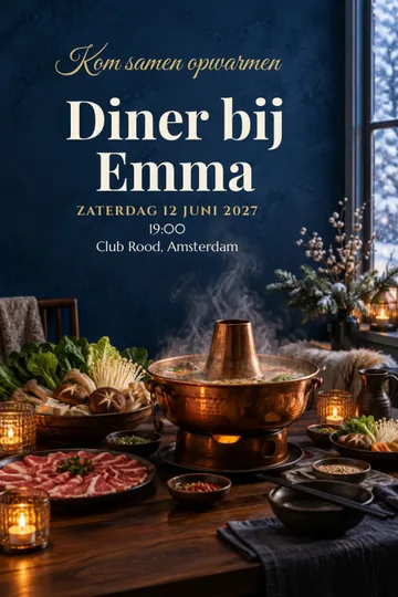 Uitnodiging met het ontwerp Winterse hotpot