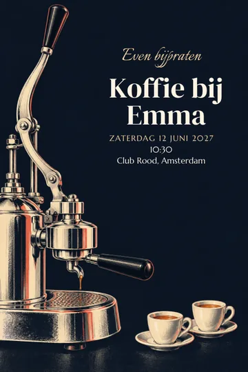 Uitnodiging met het ontwerp Espresso aan de hendel