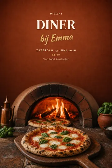 Uitnodiging met het ontwerp Pizzafeest