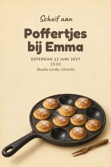 Uitnodiging met het ontwerp Poffertjesavond