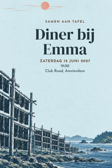 Uitnodiging met het ontwerp Aan de zeewierrekken