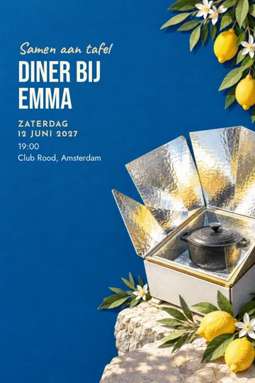 Uitnodiging met het ontwerp Koken met de zon