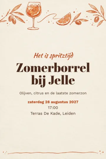 Uitnodiging Diner en borrel, ontwerp Terracotta terras