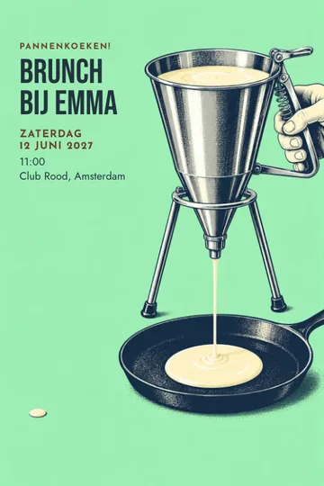 Uitnodiging met het ontwerp Pannenkoeken atelier