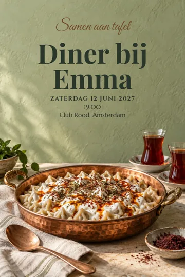 Uitnodiging met het ontwerp Turkse manti