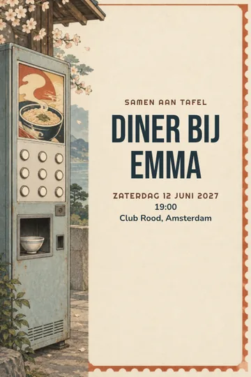 Uitnodiging met het ontwerp Diner uit de automaat