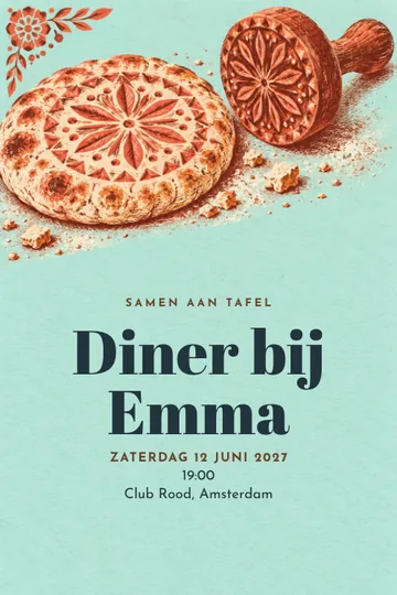 Uitnodiging met het ontwerp Broodstempel atelier