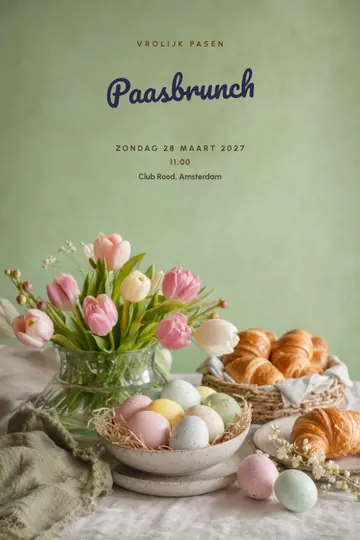 Uitnodiging met het ontwerp Paasbrunch