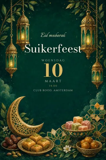 Uitnodiging met het ontwerp Suikerfeest