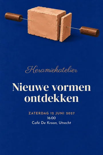 Uitnodiging met het ontwerp Afscheid van de keramist