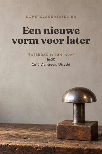 Uitnodiging met het ontwerp Koperslagersatelier