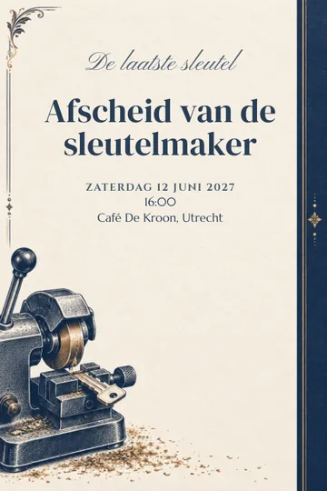 Uitnodiging met het ontwerp De laatste sleutel
