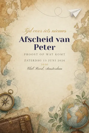 Uitnodiging met het ontwerp Nieuwe avonturen