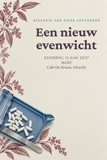 Uitnodiging met het ontwerp Apotheker afscheid