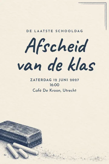 Uitnodiging met het ontwerp De laatste schooldag