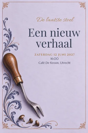 Uitnodiging met het ontwerp Stoffeerder afscheid