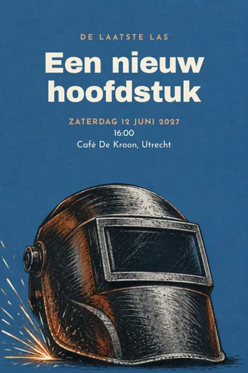 Uitnodiging met het ontwerp Lasser afscheid