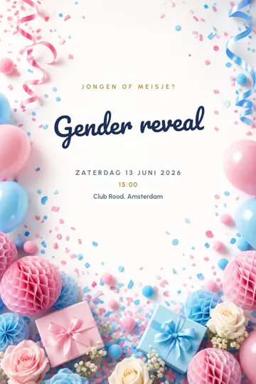Uitnodiging met het ontwerp Confetti-reveal