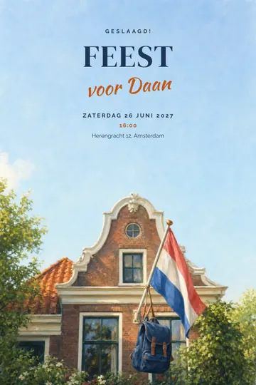 Uitnodiging met het ontwerp Vlag en tas