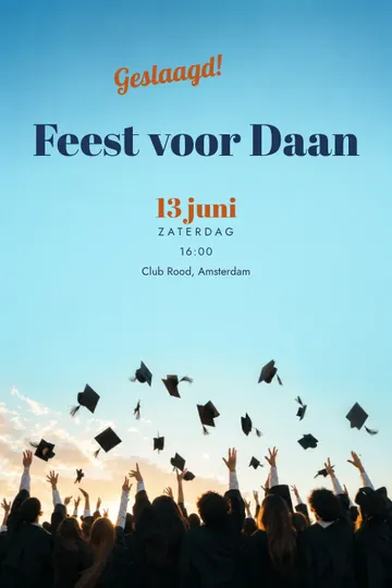 Uitnodiging met het ontwerp Geslaagd!