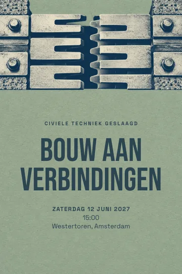 Uitnodiging met het ontwerp Civiele techniek geslaagd