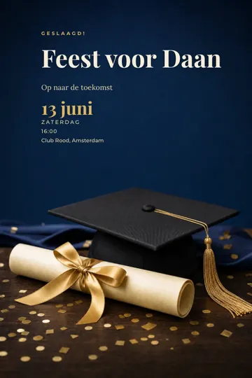Uitnodiging met het ontwerp Gouden diploma