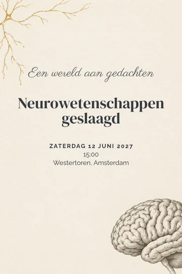 Uitnodiging met het ontwerp Een wereld aan gedachten
