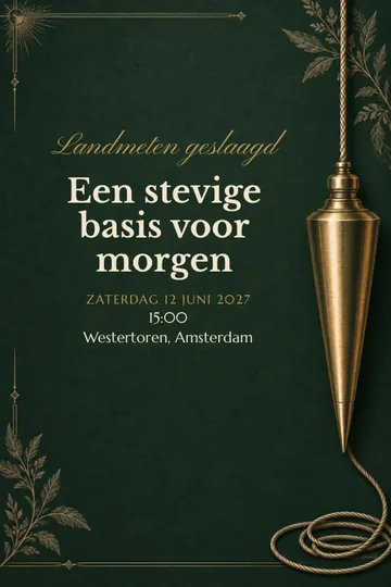 Uitnodiging met het ontwerp Landmeten geslaagd