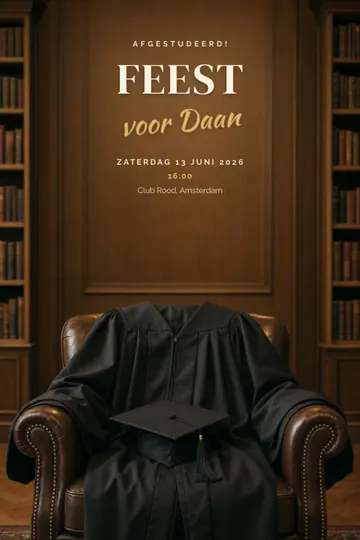 Uitnodiging met het ontwerp Afgestudeerd