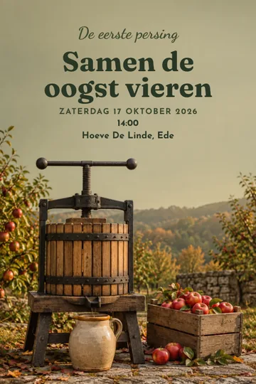Uitnodiging met het ontwerp De eerste persing