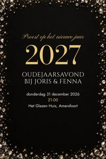 Uitnodiging Feestdagen, ontwerp Fonkelend oudejaar