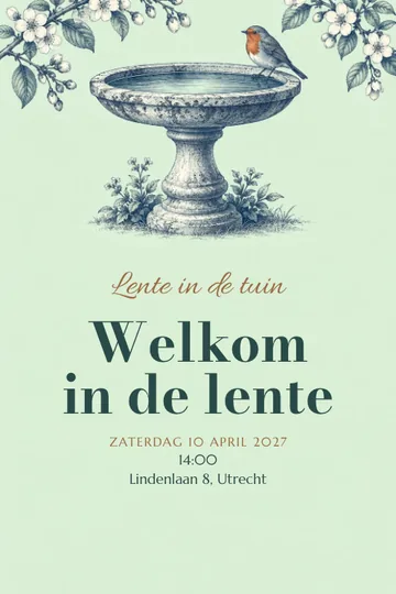 Uitnodiging met het ontwerp Lente in de tuin