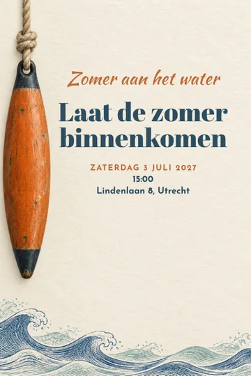 Uitnodiging met het ontwerp Zomer aan het water