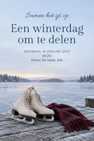 Uitnodiging met het ontwerp Samen het ijs op