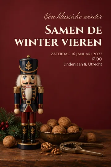 Uitnodiging met het ontwerp Een klassieke winter