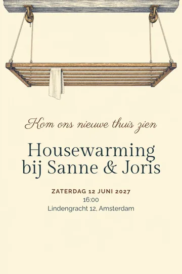 Uitnodiging met het ontwerp Frisse was in ons huis