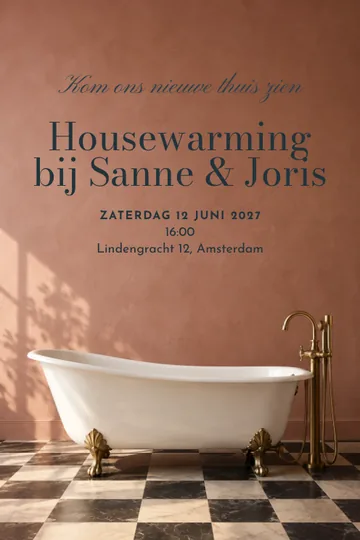 Uitnodiging met het ontwerp Een nieuw bad