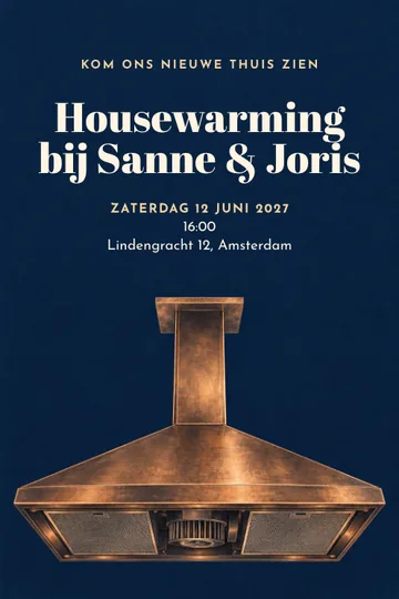 Uitnodiging met het ontwerp Koper boven de keuken