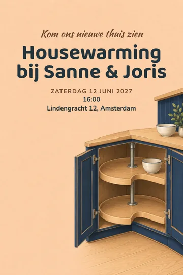 Uitnodiging met het ontwerp Alles draait om thuis