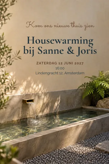 Uitnodiging met het ontwerp Water op de binnenplaats