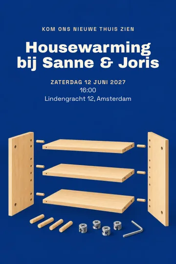 Uitnodiging met het ontwerp Samen ons huis bouwen