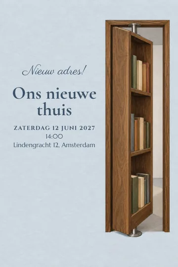 Uitnodiging met het ontwerp Een verrassend nieuw thuis